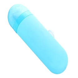 Compact Travel Toothbrush and Toothpaste Holder - Bathroom Storage and Organizer Case (Blue)