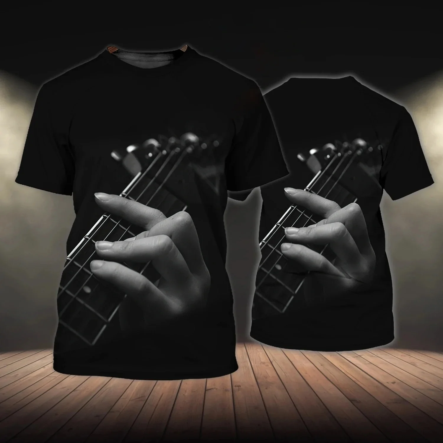 

Men's T-Shirt 3D Guitar Musical Note Print Short Sleeve Tops Street Casual T Shirt Streetwear Loose Tee Shirt Men Clothing