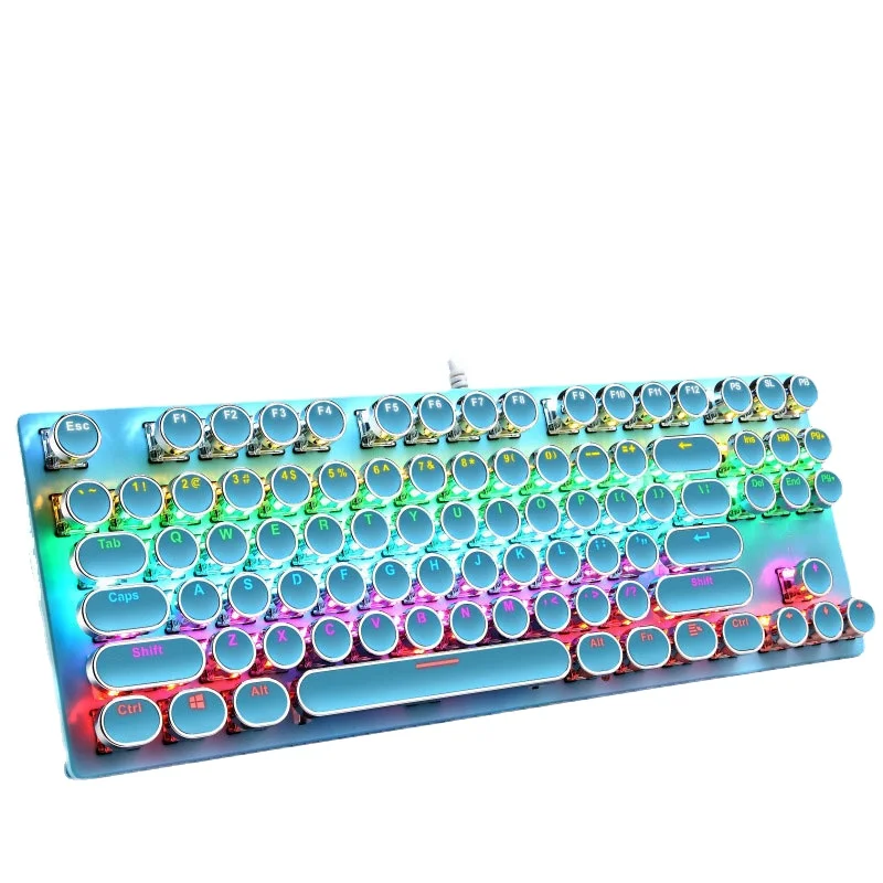 

K550 Punk 87 Key Mechanical Keyboard Blue Gaming Keyboard for Laptop Desktop 7-Color Backlit Wired Keyboards Teclado Mecanico
