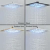 16 inch/40cm Black Rainfall Shower Head LED Light 16" Large Rainfall Faucet Head Square Brass Showerhead 3 Color Changing Head 5
