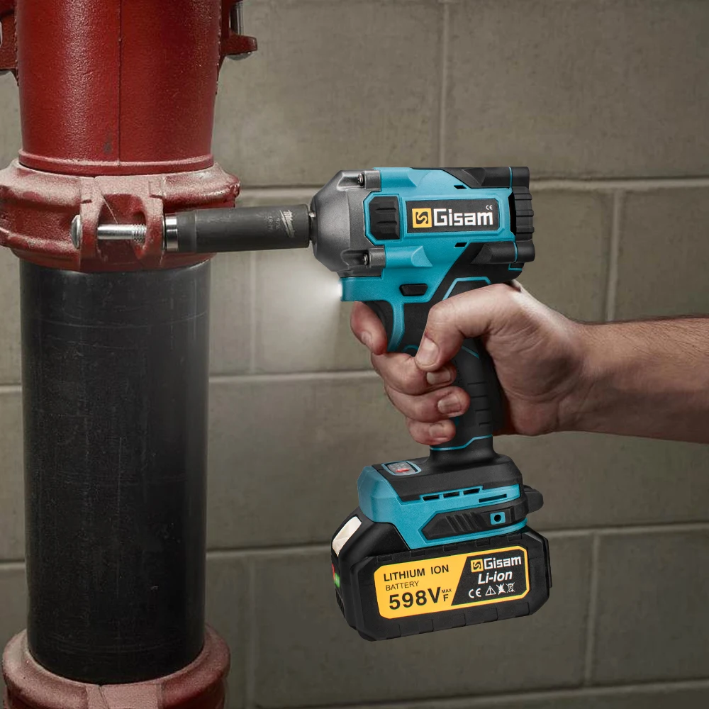 Gisam 1000N.M Torque Brushless Electric Impact Wrench 1/2 inch Cordless Wrench Screwdriver Power Tools for Makita 18V Battery 3