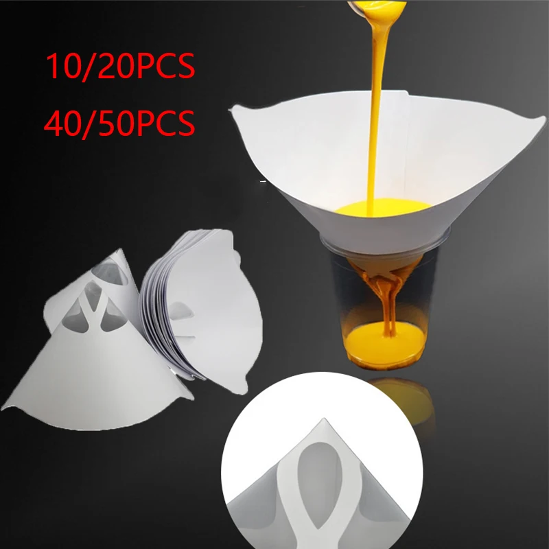 Paint Filter Paper Purifying Straining Cup Funnel Disposable 100 Mesh Paint Filte Mesh Conical Nylon Micron Paper 10/20/40/50Pcs