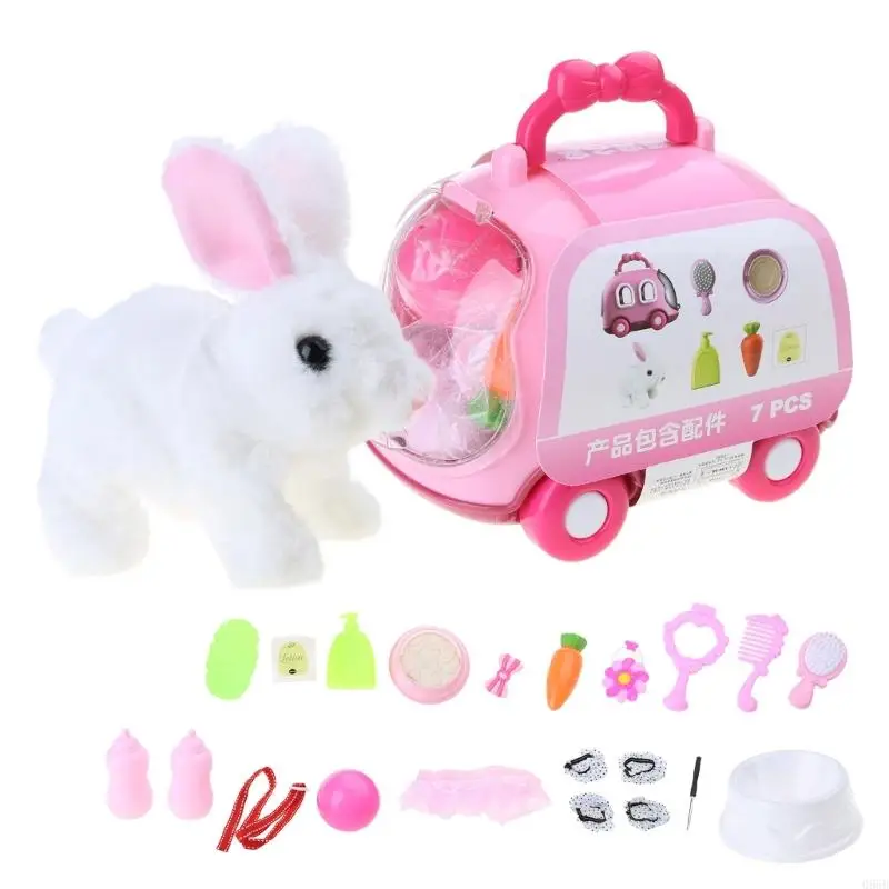 Electric Plush Rabbit Toy for Kids Simulation Electronic Pet Toy Barking Rabbit Baby Crawling Learning Toddler Gift 066B