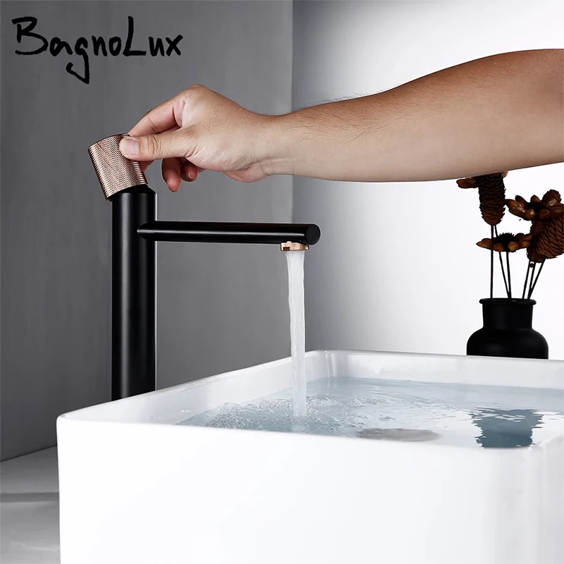 basin faucet bathroom faucet Water Faucet Mixer Tap Hot Cold Deck Mount Single Knurled Handle One Hole Washbasin Bathroom Basin Swivel Knurling Knob Design