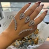 Vintage Flower Bracelet for Women Adjustable Three-Finger Open Ring Jewelry 5A Cubic Zirconia Palm Cuff Bride Party Jewelry Gift 1