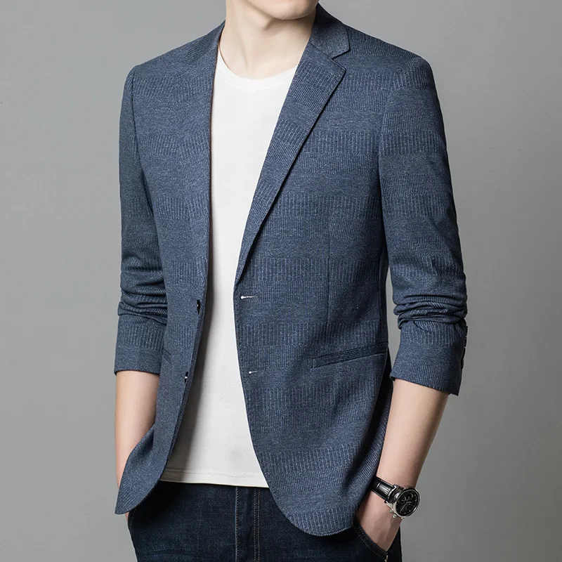 

Мужской деловой костюм для отдыха, пиджак с плоскими лацканами в Корейском стиле, повседневный Топ, новинка 2023