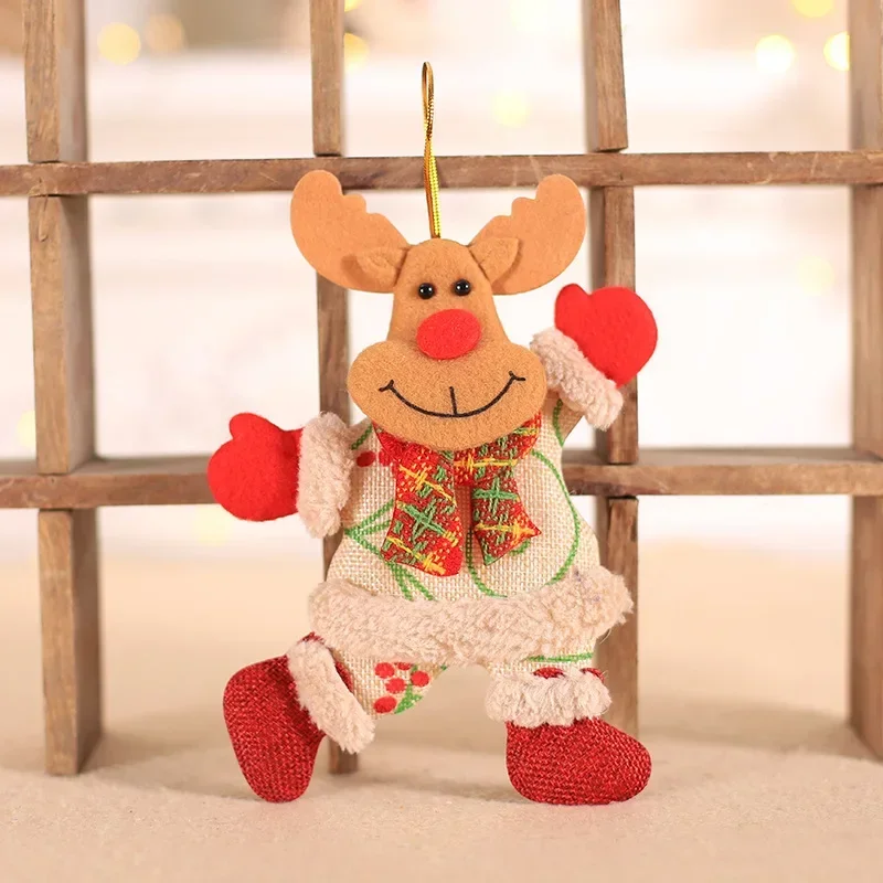 Merry Christmas Plush Doll Ornaments Santa Claus Snowman Elk Pendant Xmas Tree Hanging Decorations Festive Party New Year Decor