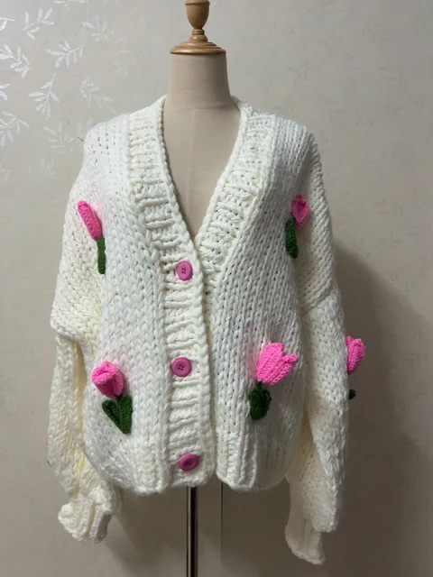 ❤︎ いいな ❤︎vintage flower knit cardigan❤︎ S7f080706c46244e18a5ca90abf7de