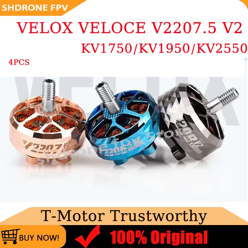 T-MOTOR VELOX VELOCE V2207.5 V2 2550KV 4S 1950KV 1750KV 6S Brushless Motor for RC FPV Racing Freestyle Drones Replacement Parts