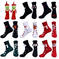 Christmas Magnetic Holding Hands Socks Soft Warm Unisex Couple Socks Christmas Socks Novelty Xmas Crew Socks for Women Men