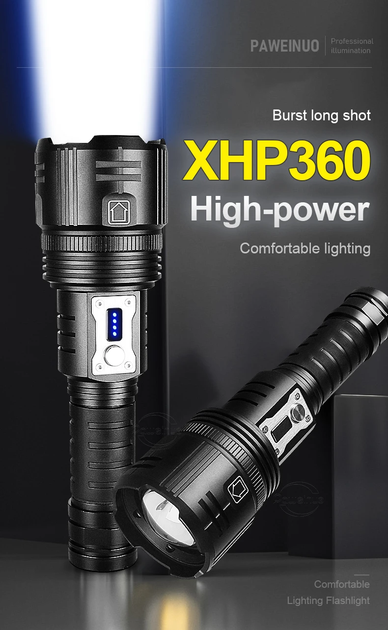Torcia Ricaricabile Azamine P70-170 – 990000 Lumen, LED Super Luminoso, 5 Modalità, Impermeabile IPX7, Powerbank - 2