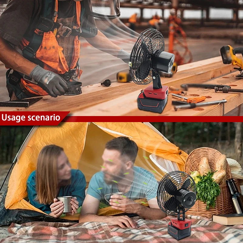 Electric Fan Floor Fan Household Desktop Fan Outdoor Camping Fan For Milwaukee M18 18V Li-ion Battery 48-11-1835 48-11-1890 5
