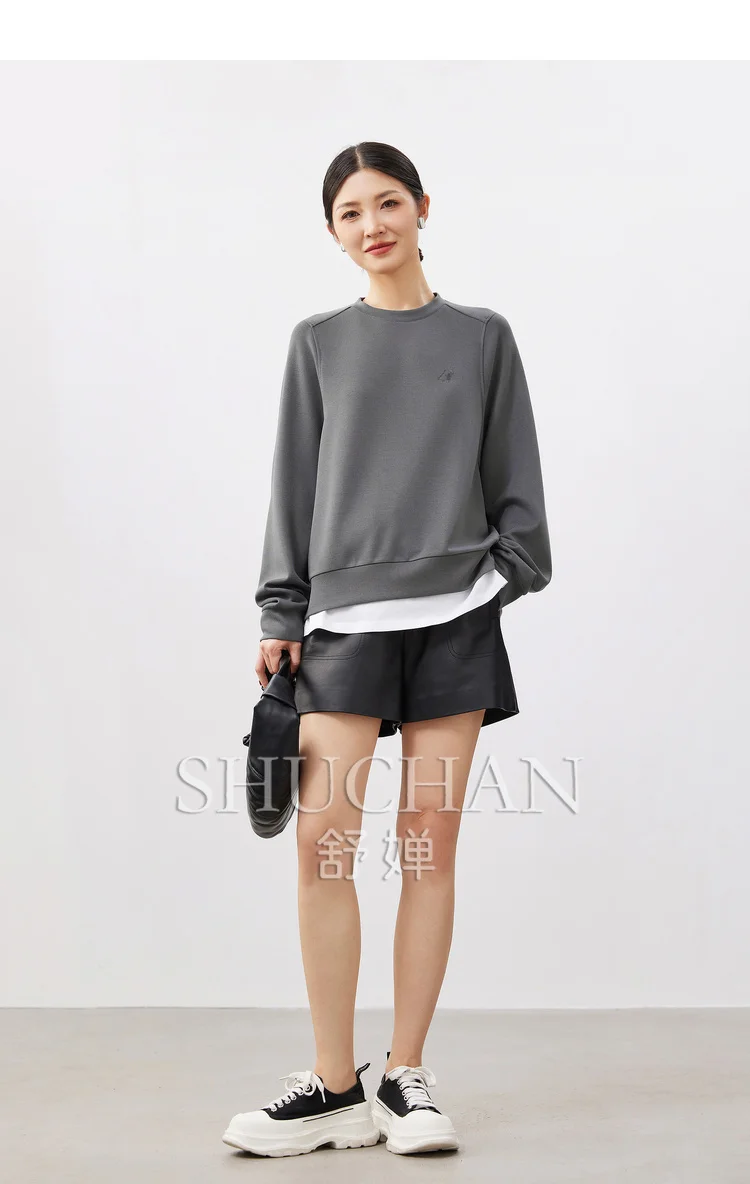 SHUCHAN new 2024 spring summer sweatshirt hoodie  Polyester  Spandex  Acrylic  streetwear women  sweatshirt