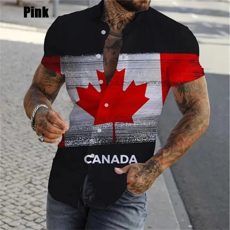 thumbnail image 1 of Nueva camisa hawaiana con estampado completo "I Love Canada" de verano para hombre, camisa informal de manga corta con botones para hombre, camisa de playa de talla grande, 1 of 5