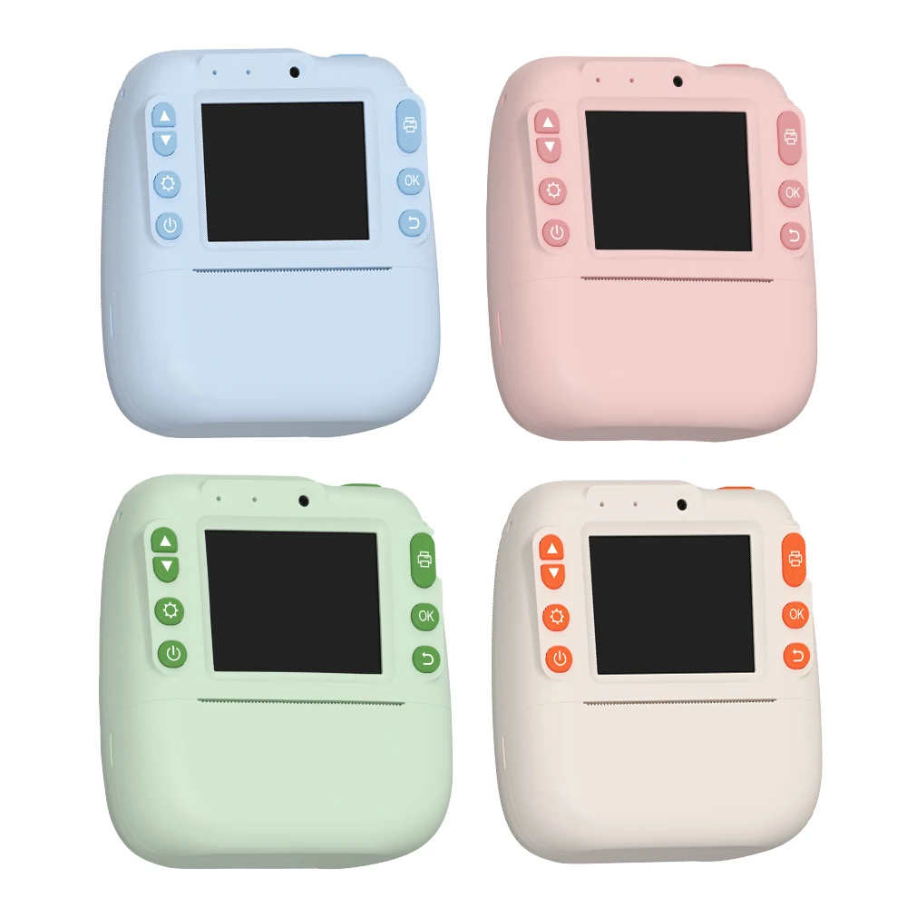 어린이 즉석 인쇄 카메라 휴대용 열 프린터 57x25mm 프린팅 전후면 디지털 듀얼 렌즈 2.4인치 IPS 소년&소녀 선물용