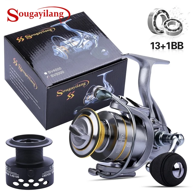 Sougayilang All Metal Spool Spinning Reel 13+1BB Double Spool Fishing Reel  8KG Max Drag