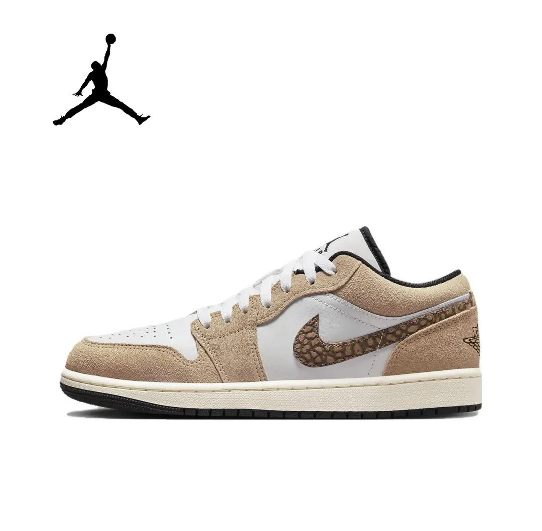 thumbnail image 1 of NIKE Air Jordan 1” Zapatillas de baloncesto retro de caña baja, antideslizantes, resistentes al desgaste, de cuero sintético, color gris humo claro, para hombre, 1 of 5