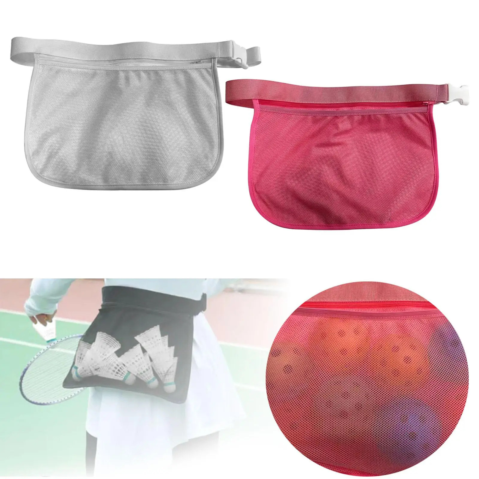 Tennis Ball Holder Waist Pouch Bag Carrier for Pickleball Exercise Badminton