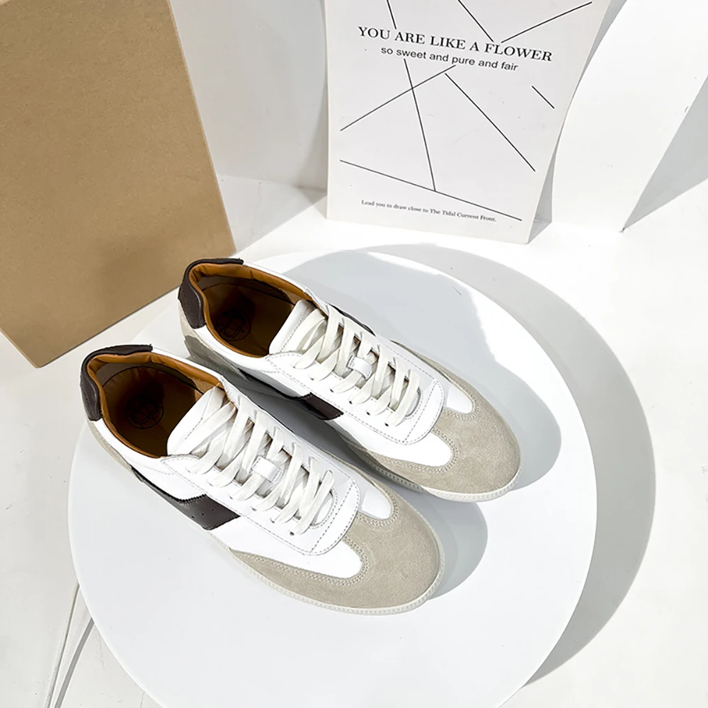 

MOOQDAAX 2024 New Spring Summer Genuine Leather Breathable Color Matching Flat Sneaker All-match Simple Casual Shoes Male