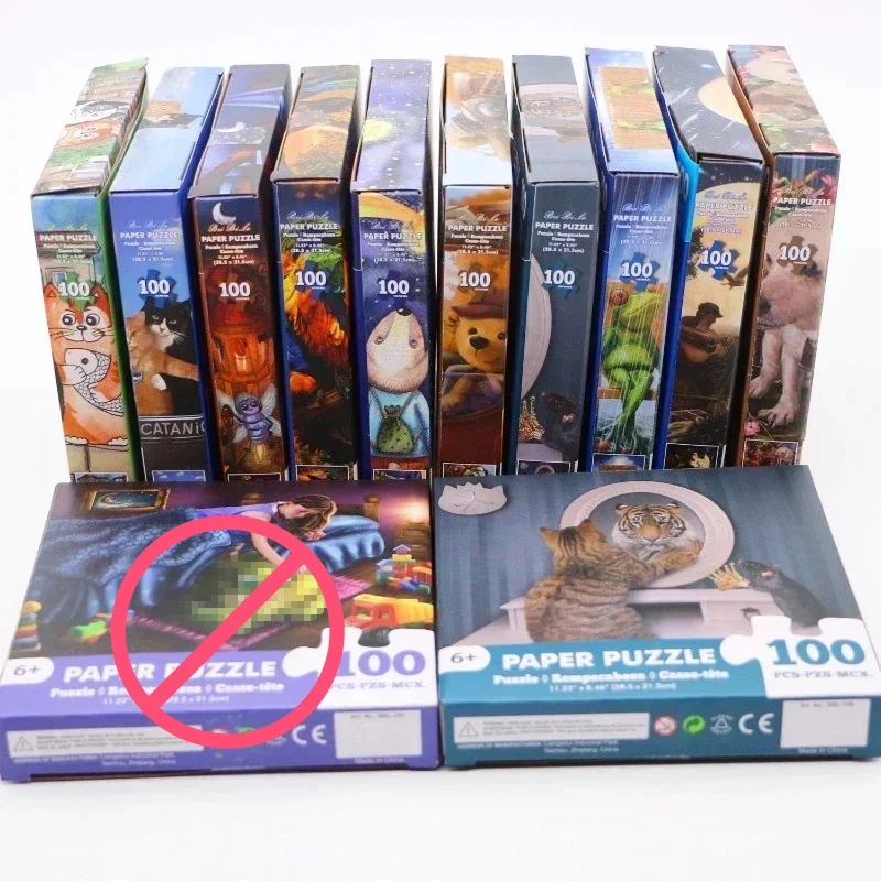 28.5*21.5cm Paper Jigsaw Puzzle 100 Pieces Animals Adult Stress Relief Children Educational Entertainment Toys Christmas Gift 6