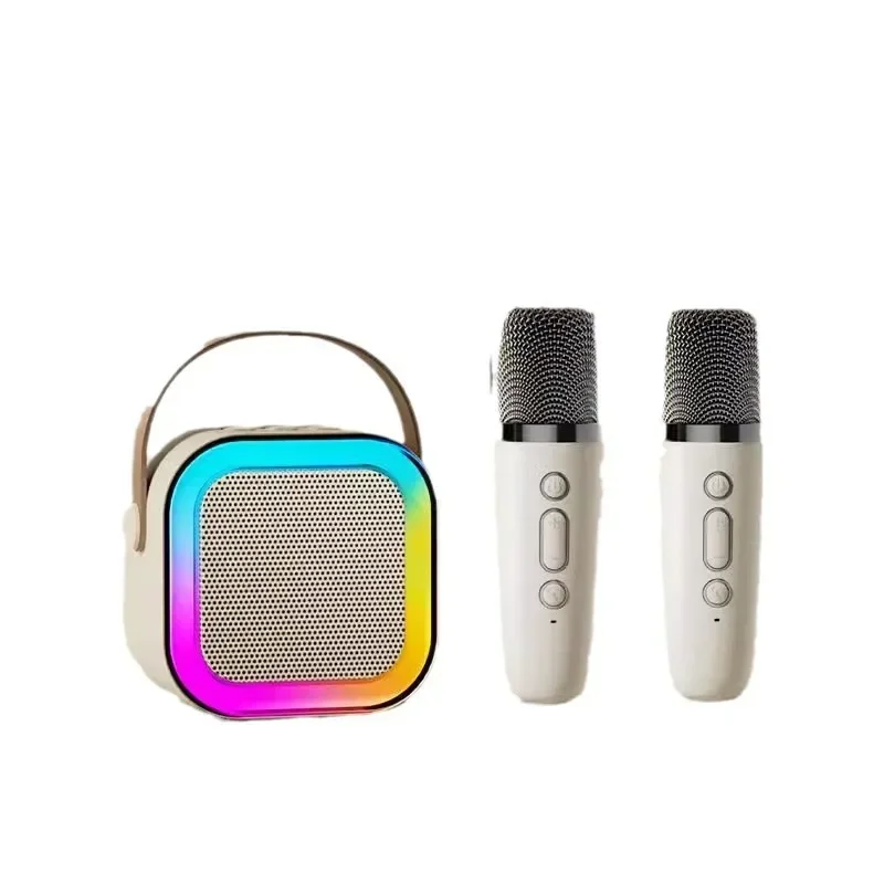 Karaoke Speaker Mini Portable-2 micphones Family KTV Singing Set DSP RGB LED Lights Deep Bass Battery Life
