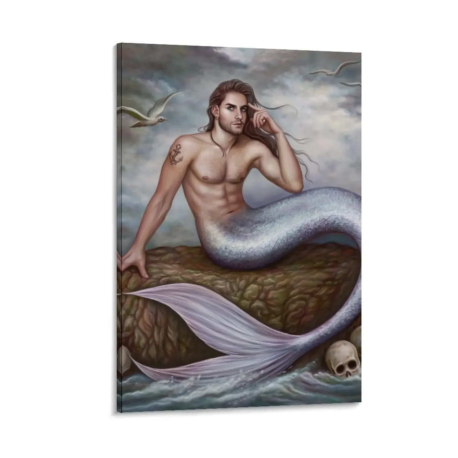 

Merman and Skulls Canvas Painting paintings wall decor ornaments for home home and decoration