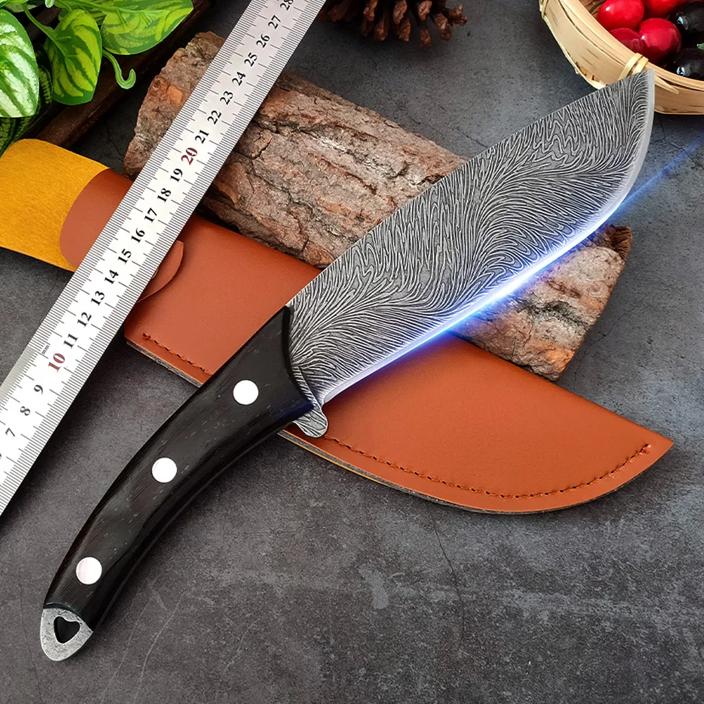 

Butcher Boning Knife Hand Forged Blade Chef Knives Wood Handle Steel Heavy Knife Cleaver Meat Chopping Vegetables Kitchen Knives