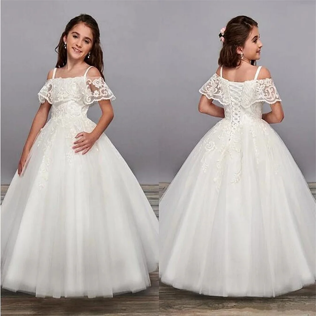 Girl Dresses Tulle Decal Embroidery Short sleeved Summer Wedding Birthday Party Simple Children