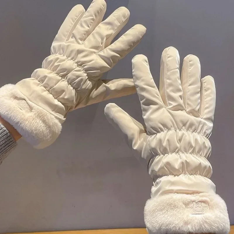 Cold and Windproof Velvet Touch Screen Cotton Gloves for Cycling and Cycling Gloves for Women Winter Korean Version Cute Warm