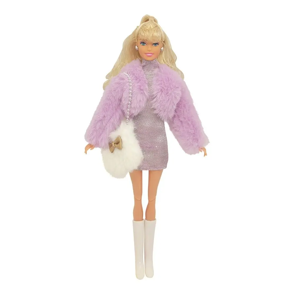 11.5 "Puppe Party Kleidung Stiefel Pelz Jacke Kleider für 30cm Puppe Freizeit kleidung für bjd Puppe Plüsch Mantel DIY Puppe Zubehör – Detail 6