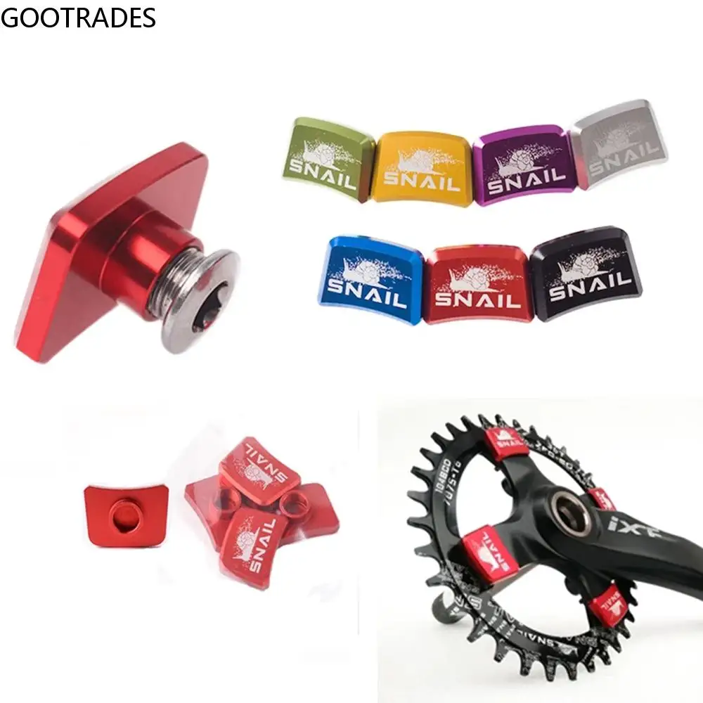 

4pcs Crankset Fixed Nut MTB Road Bike Aluminum Alloy Crankset Bolts Chainring Bolt Square Plate Nail Chainwheel Screws