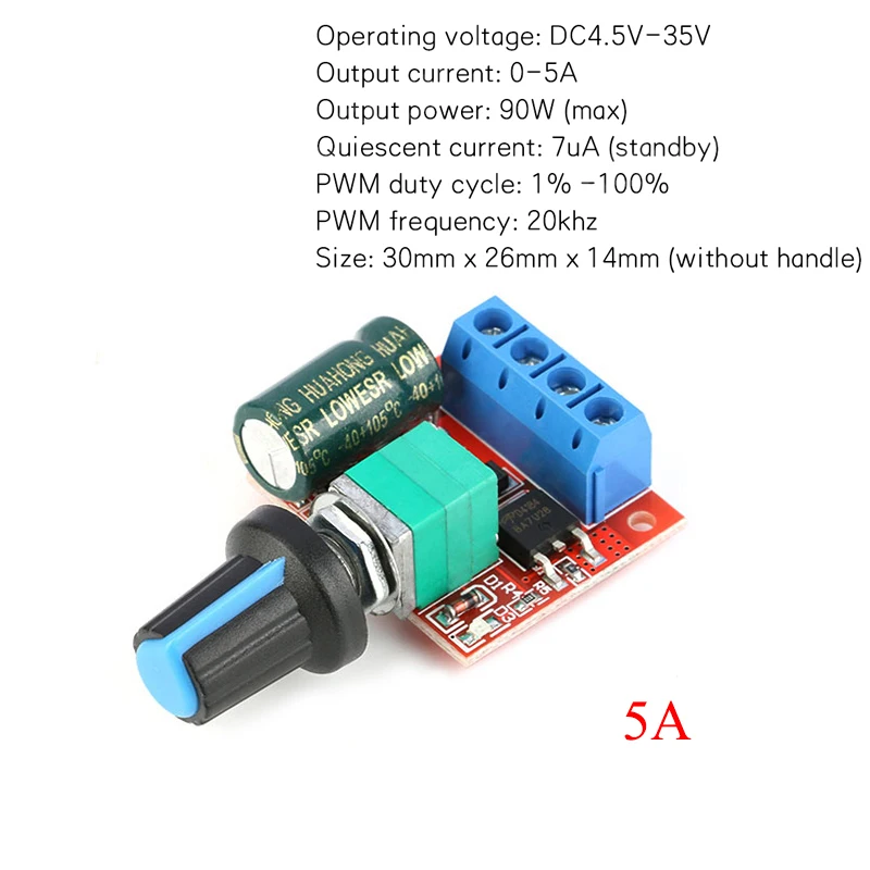 Mini DC-DC 4.5V-35V 5A 90W PWM DC Motor Speed Controller Module Speed Regulator Control Adjust Board Switch 12V 24V PN35