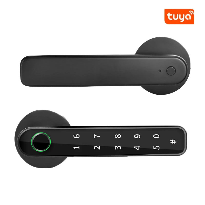 

PHIPULO Tuya APP Remote Control Smart Fingerprint Password Lock Electric Biometrics Code Number Single Latch Door Lock With Key