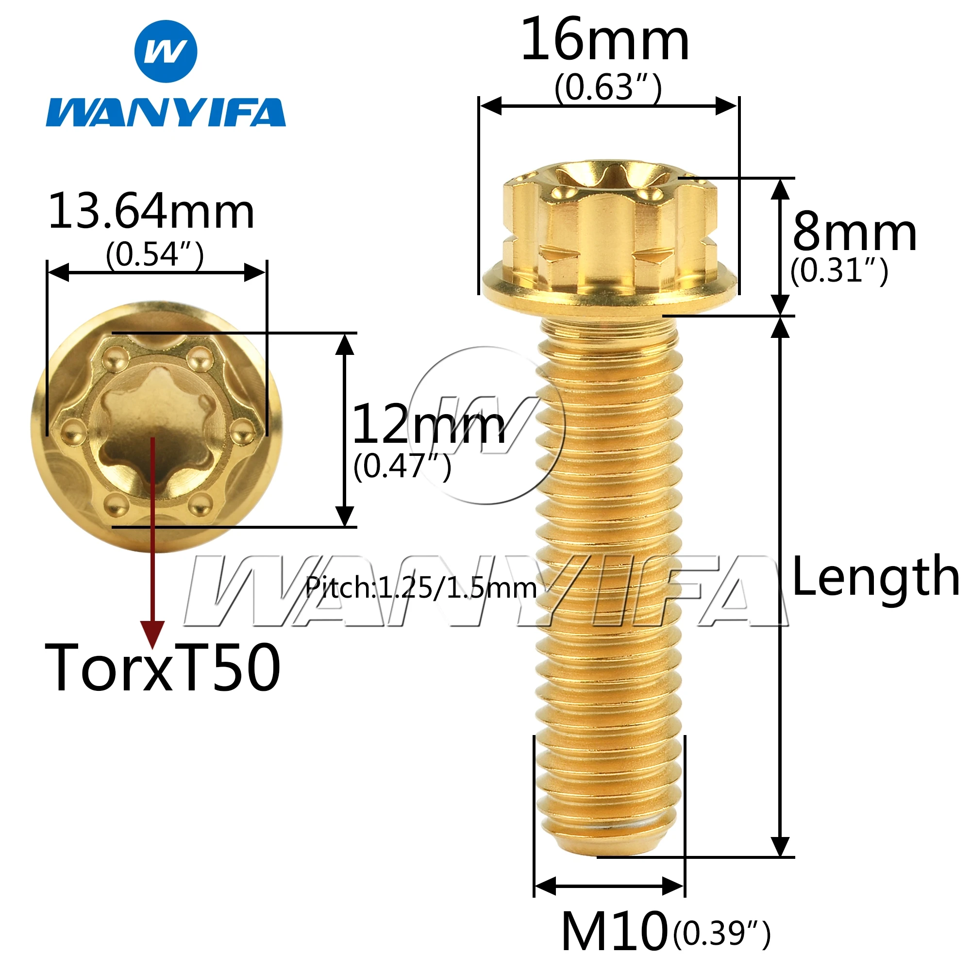 cabeça T50 Flange pequena Torx Peças acessórias