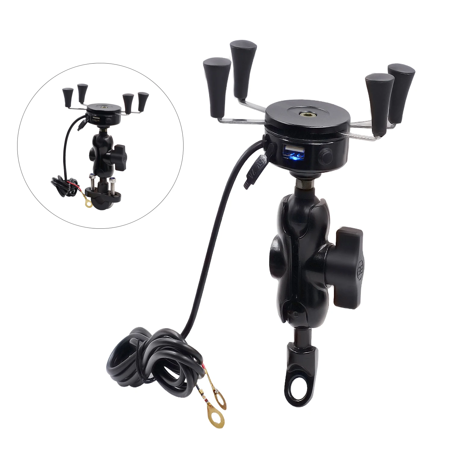 

Motorcycle Handlebar Mount Aluminum Waterproof Anti Vibration Phone Cell Mirrors Support GPS Navigation Usb Charger For Bike