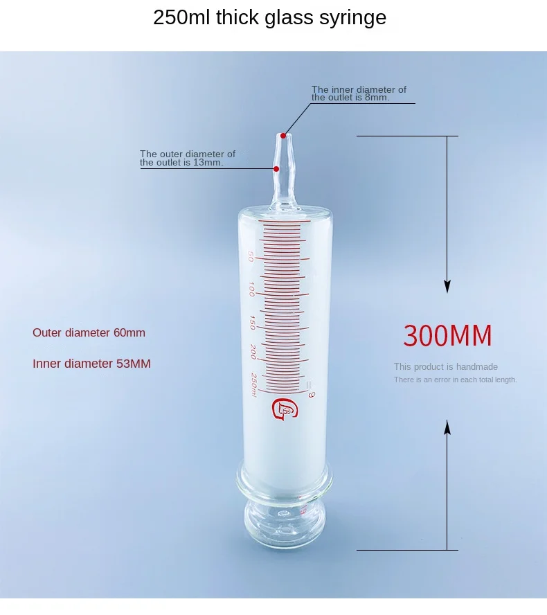 150ml/200ml/250ml/300ml/500ml/1000ml All Glass Syringes Large sausage device Gla