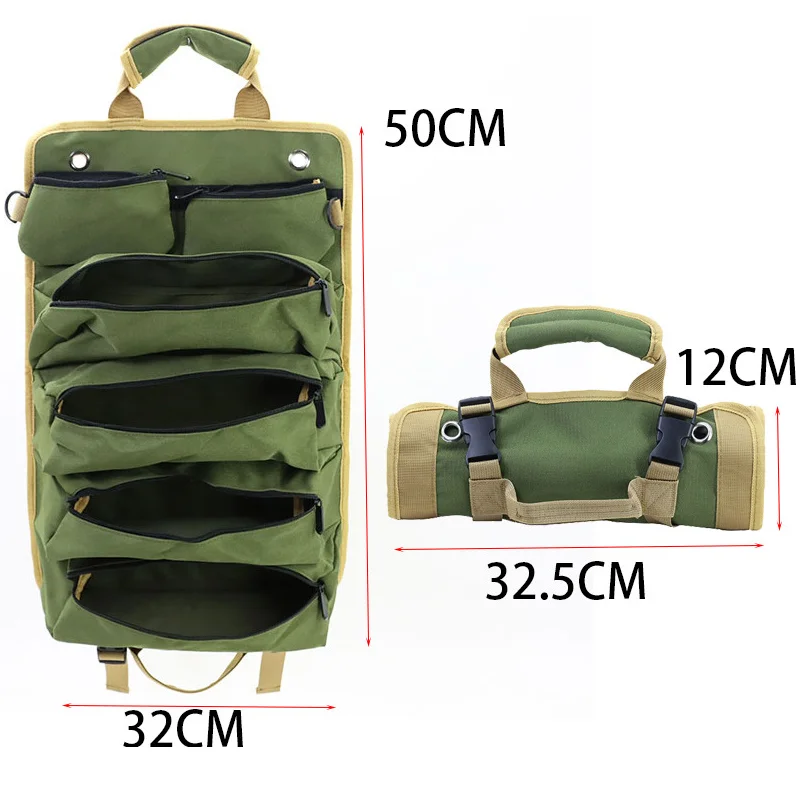 Tool Roll Organizer Multi Pocket Hanging Tool Roll Portable Organizer Carrier Bag for Mechanic/Electrician/Motorcycle/Truck tool bag,tool bags,storage bag,tool kit bag,electric tool bag,tool case