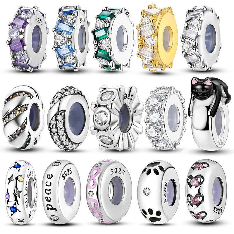 925 Sterling Silver Spacer Charms - Clip Bead Stoppers For Bracelets & Necklaces - Jewelry Making Supplies