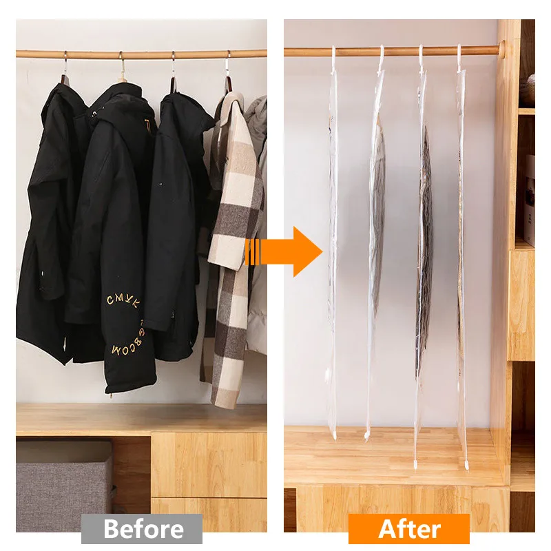 Hängende Vakuum beutel zur Aufbewahrung von Mantel Kleidung Daunen jacken Kleidung Aufbewahrung hülle platzsparende Garderobe Kleidung Organizer Tasche – Detail 5