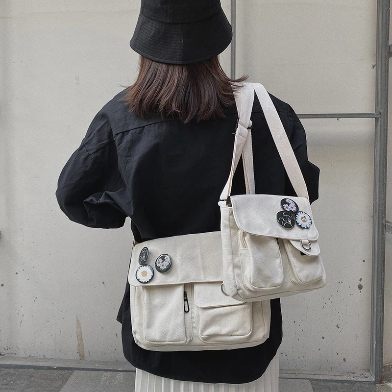 

Japanese Literature Shoulder Bags Student Canvas Bag Youth Fashion Casual Version Ladies Purses Diagonal Cross Body Bag Bolsas
