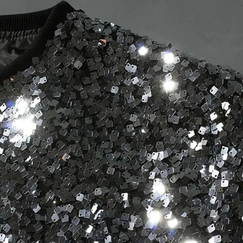 High Quality Luxury Sequins T Shirts Men Poleras Hombre 2023 Men