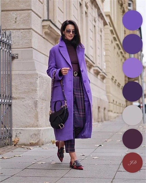 Purple Women Suit Overcoat Woolen Winter Thick Cashmere Custom