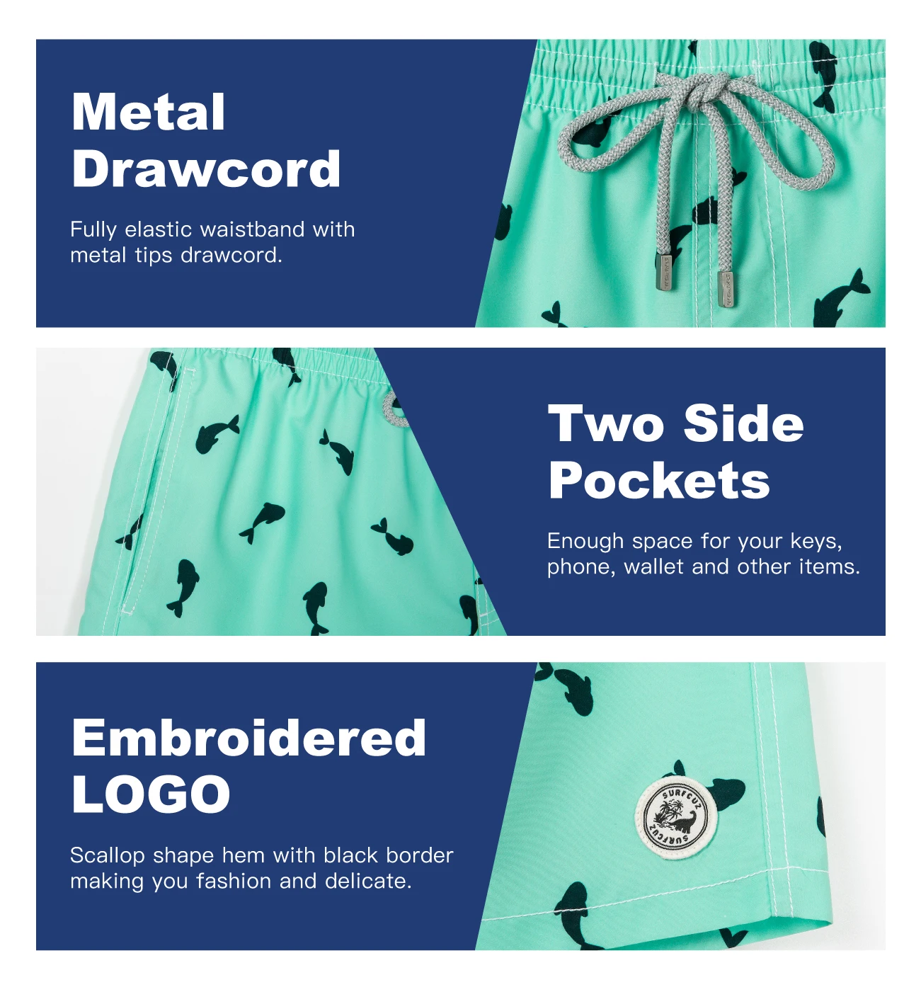 Swim Trunks Men's Swim Shorts Quick Dry Beach Board Shorts with Mesh Lining 7 Inch Inseam Bathing Suits Mens Swimming Trunks