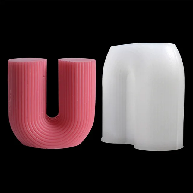 U Alakú Szilikon Gyertya Penész Csíkos Íves Dísz Aromaterápiás Gipsz Barkács Sütő Kellékek Gyanta Otthoni Dekoráció - Image 4