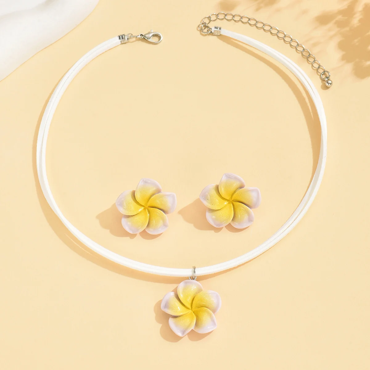 Boho Elegant Egg Flower Earrings Necklaces for Women Girls Summer Beach Sweet Lovely Flowers Jewelry Sets Handmade Accessories