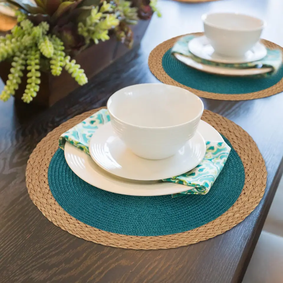 FunWheat Round Braided Placemats Set Of 6 Easy Clean Place - View #2