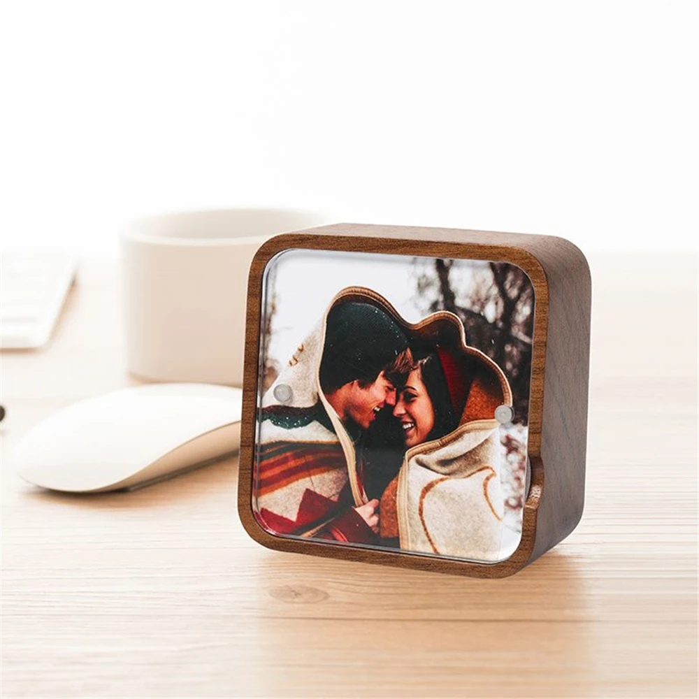 Wind-up Photo Frame Music Box Gravity-sensing Wooden Music Box Happy Birthday Little Star Christmas Present for Girlfriend