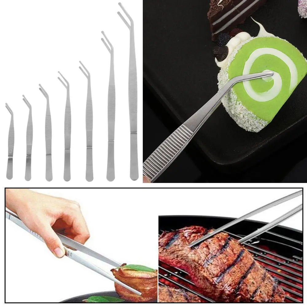 Plating Chef Food Tweezer BBQ Clip Barbecue Tongs Serving Presentation  Stainless Steel Kitchen Tool