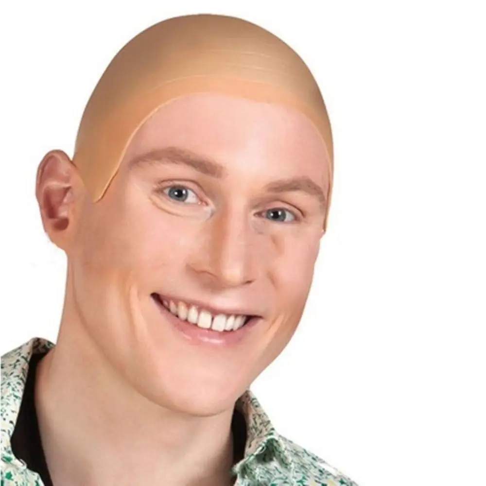 New Nylon Latex Bald Caps Thick Material Fashionable Bald Cosplay Hat Dress Up Latex Makeup Bald Head Wig Cap Party Prop