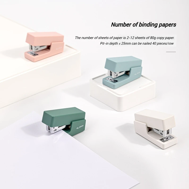 NUSIGN Portable Mini Stapler Set Color Paper Binding Machine Fashion Stationery Office Supplies 24/6 Staples